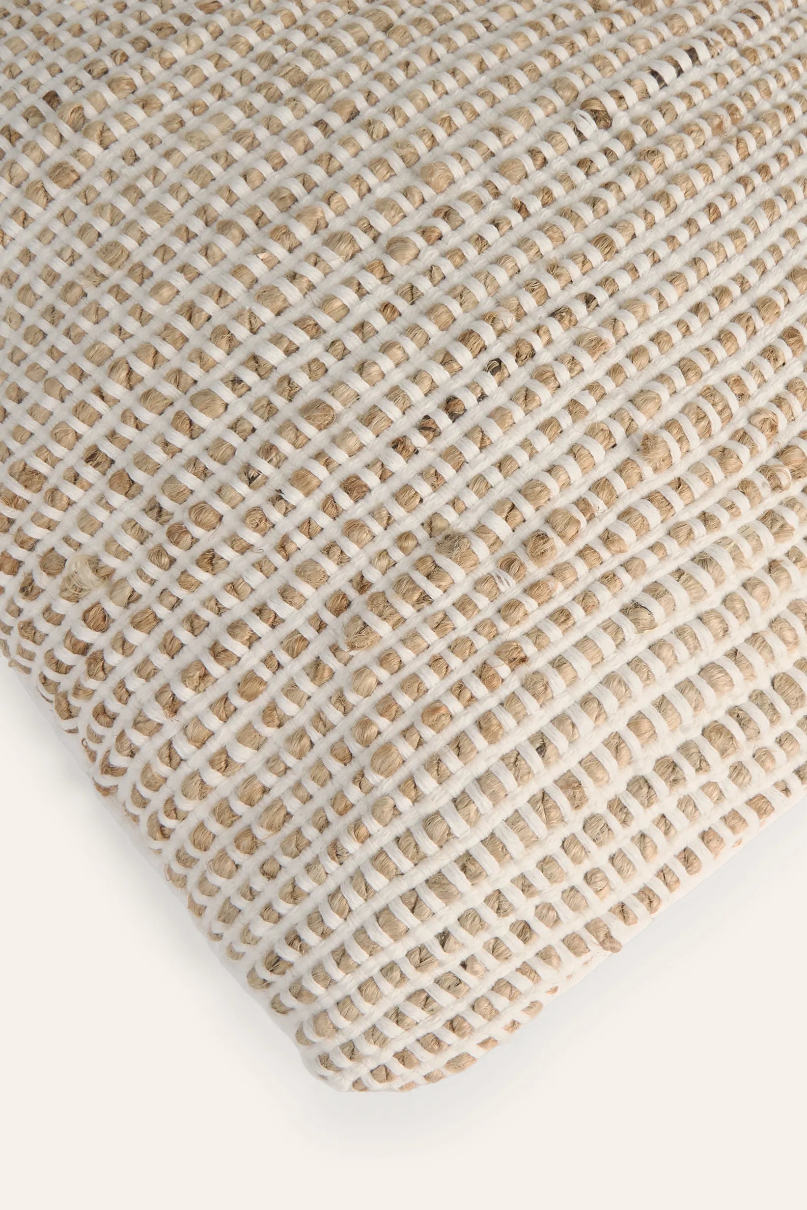 Fundas cojín 45x45 de yute y algodón crudo textura natural detalle tela