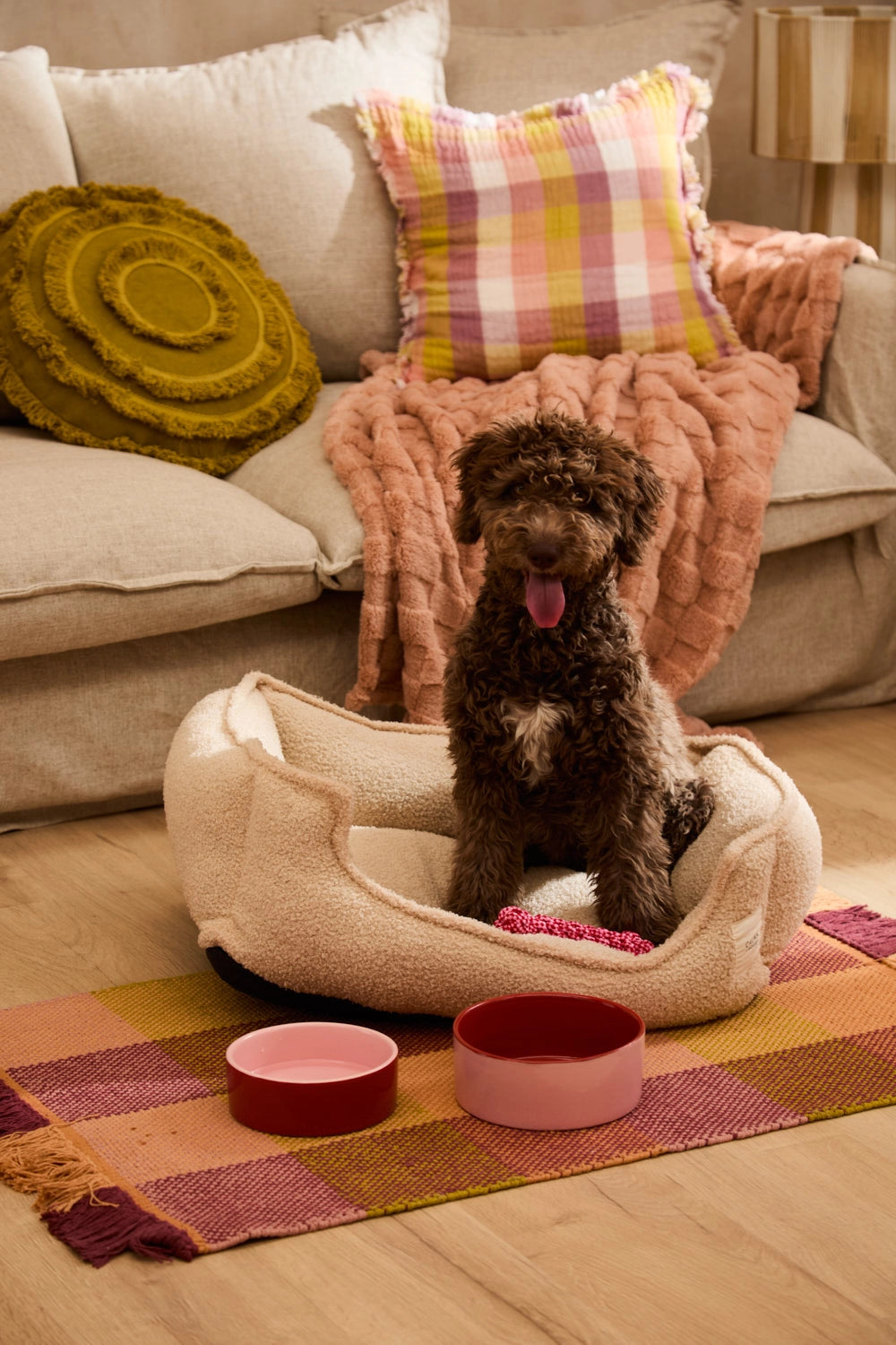 Cama para perro pequeño desenfundable en color crudo