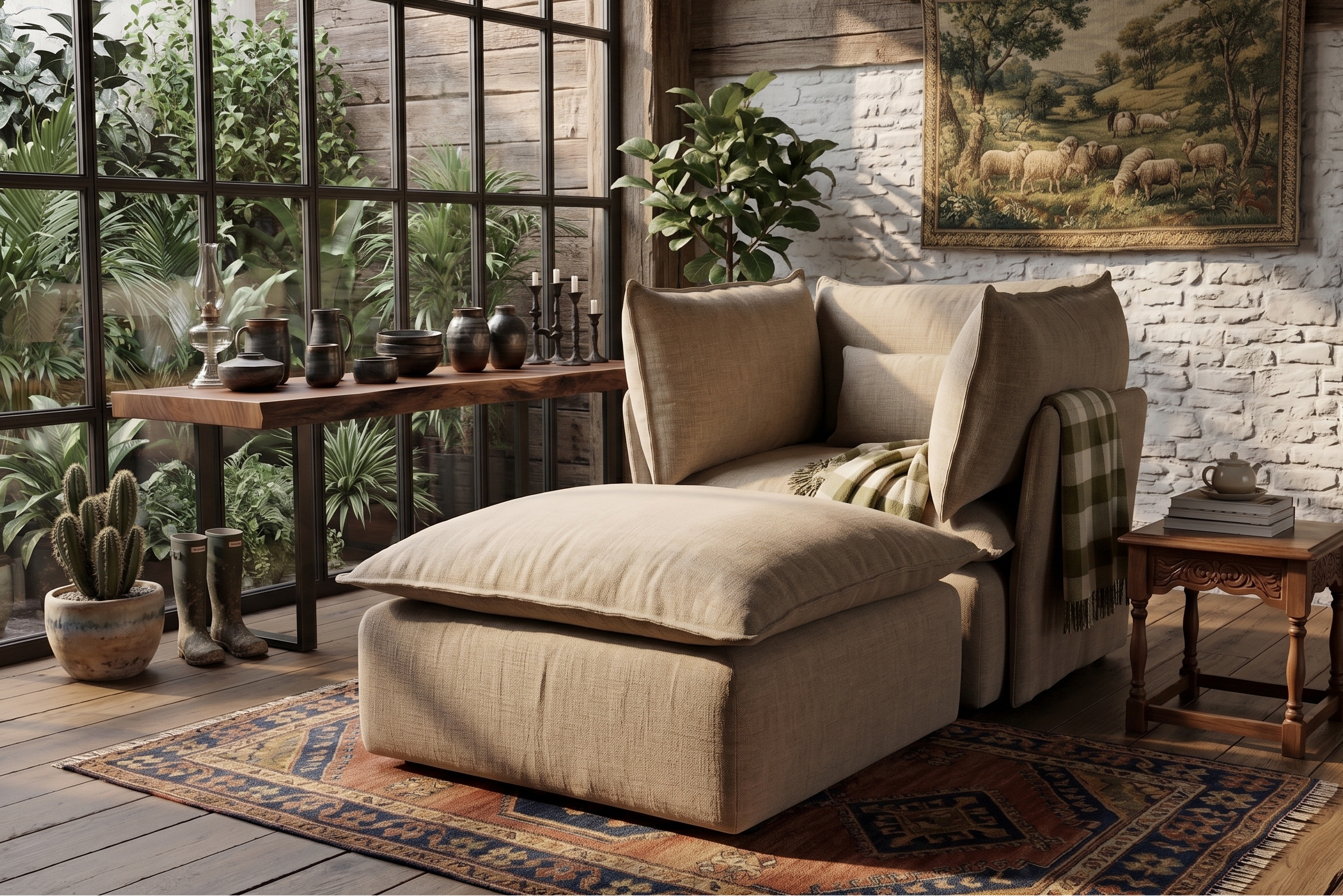 Sillón Lino Arena Chaise Longue cómodo