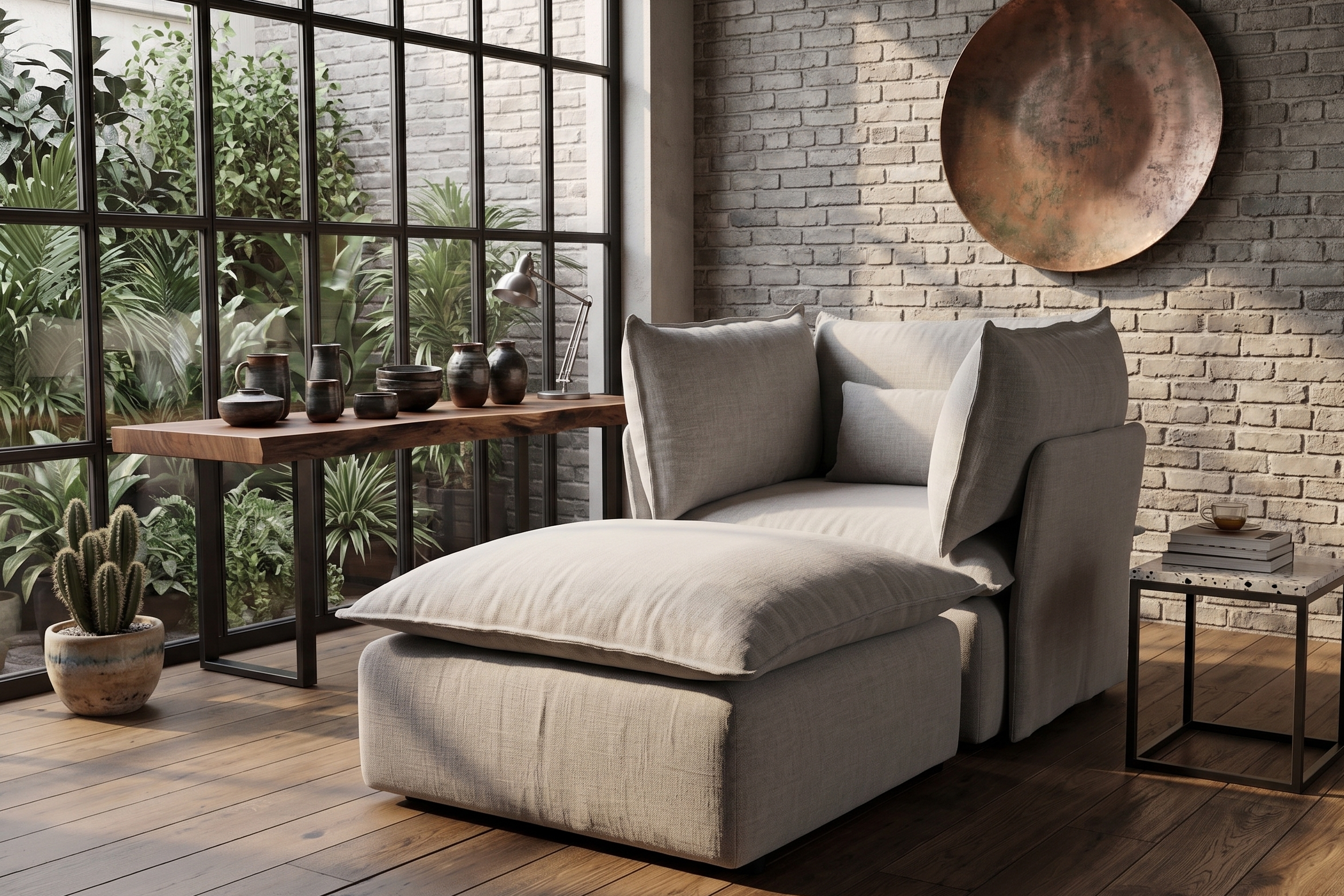 Sillón Lino Perla Chaise Longue