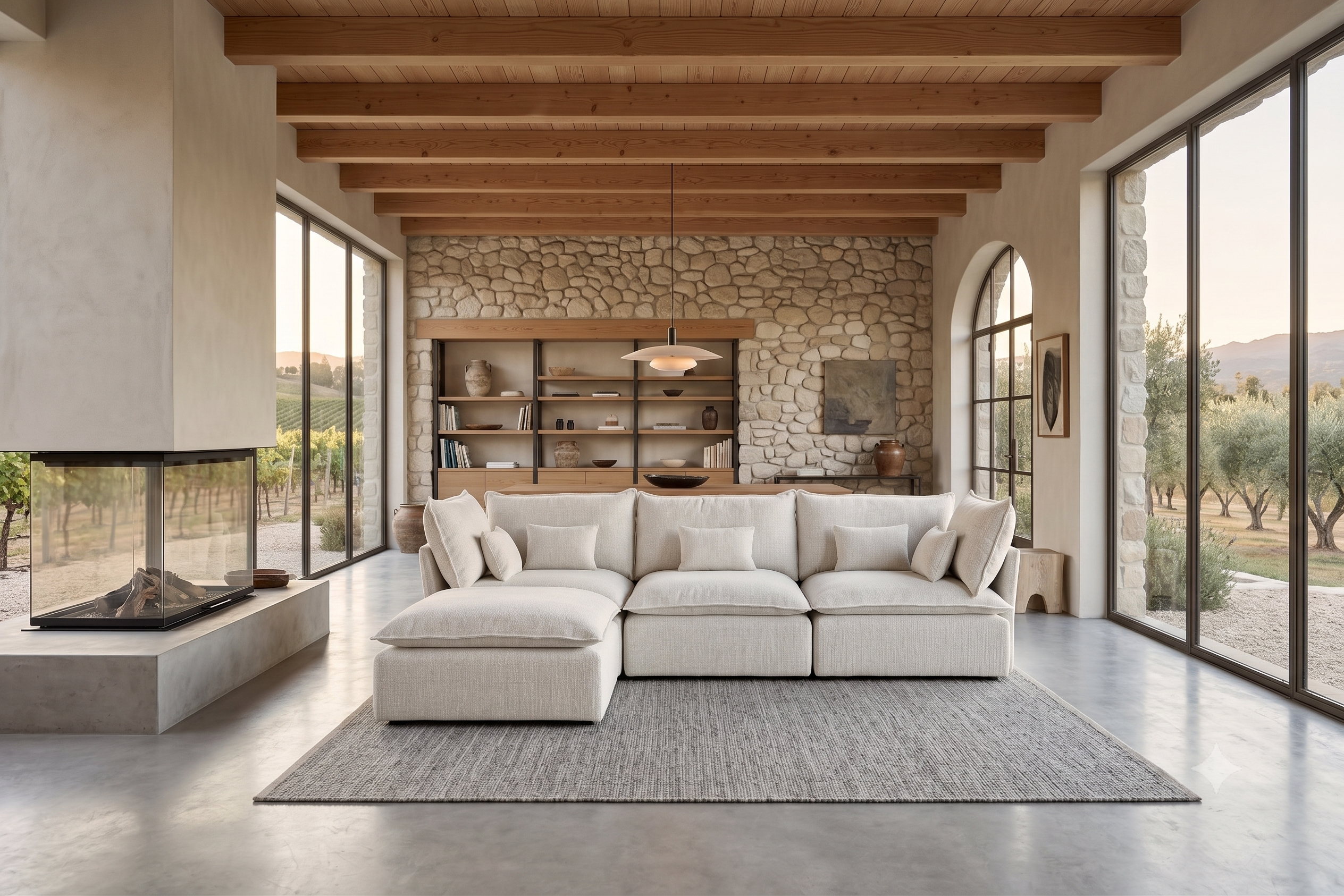 Lino Perla triple Chaise longue moderno
