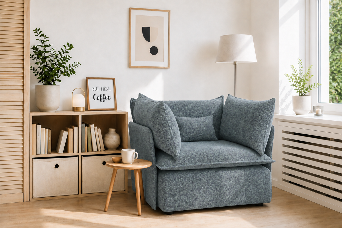SILLÓN ÚNICO GRIS AZULADO JEANS EASYCLEAN