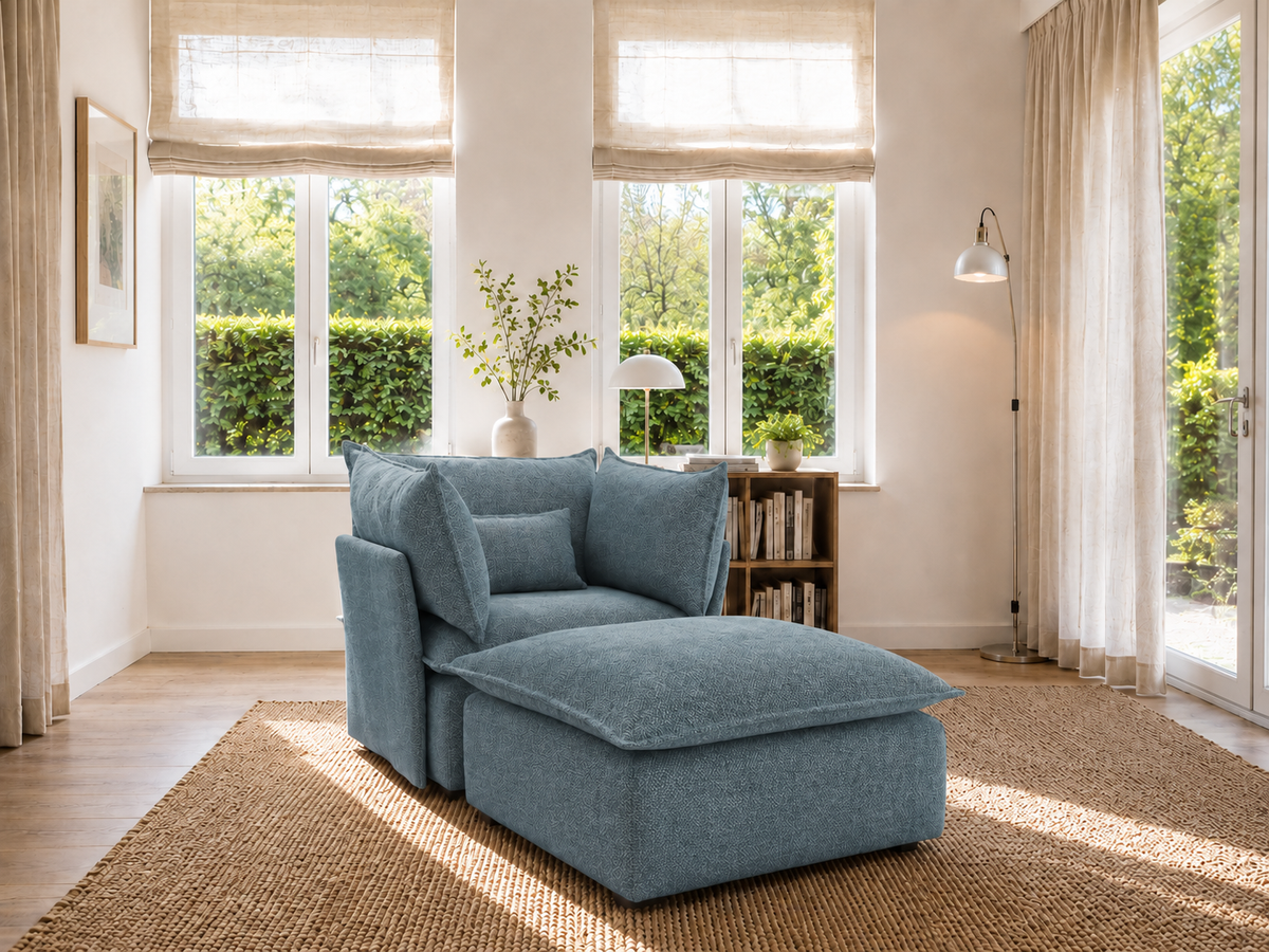SILLON ÚNICO CHAISE LONGUE GRIS AZULADO JEANS EASYCLEAN