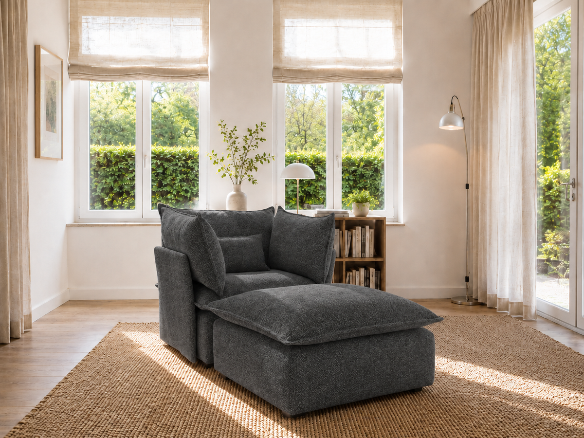 SILLON ÚNICO CHAISE LONGUE GRIS OSCURO EASYCLEAN