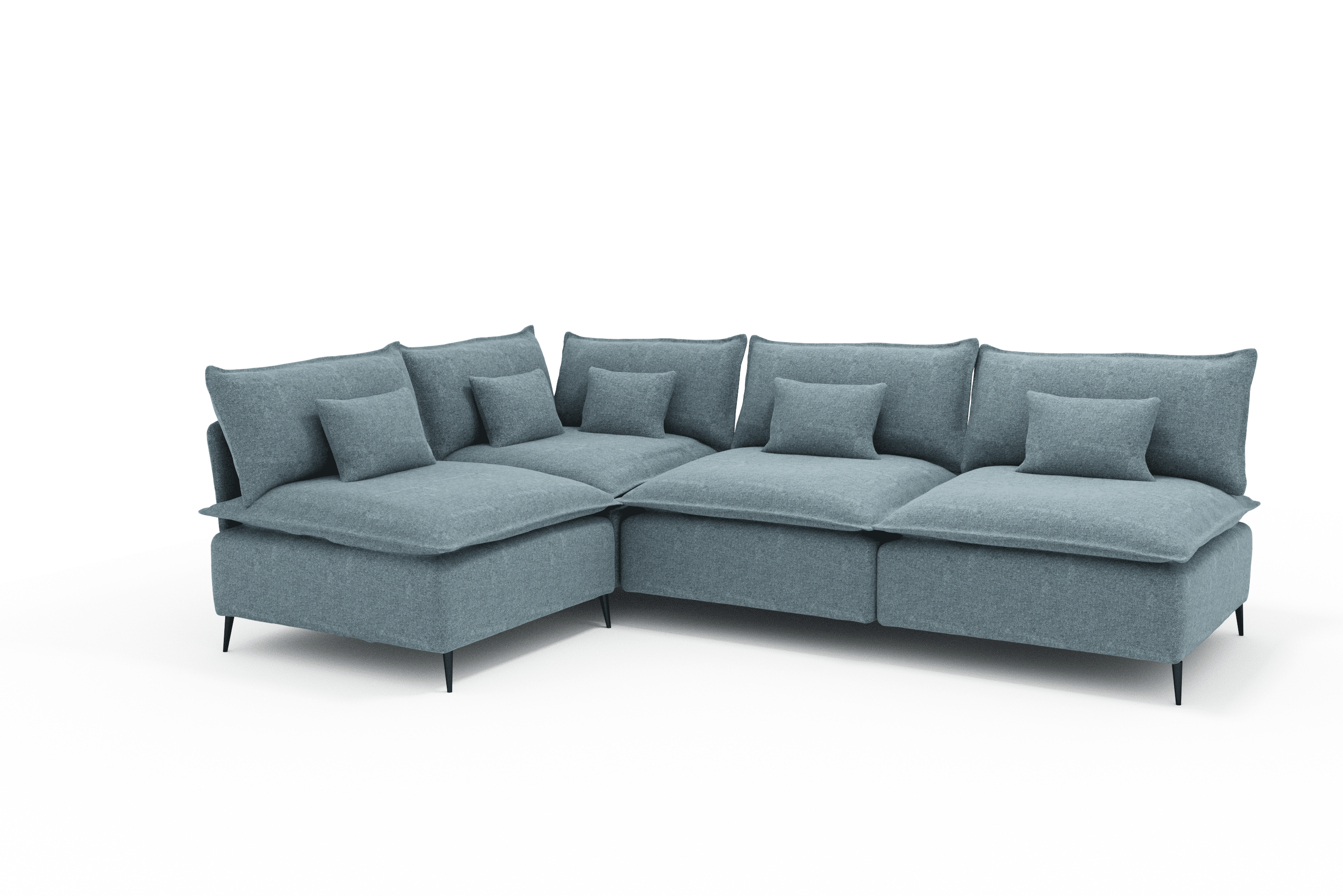 Sofá Corner en L Moderno Color Azul Jeans