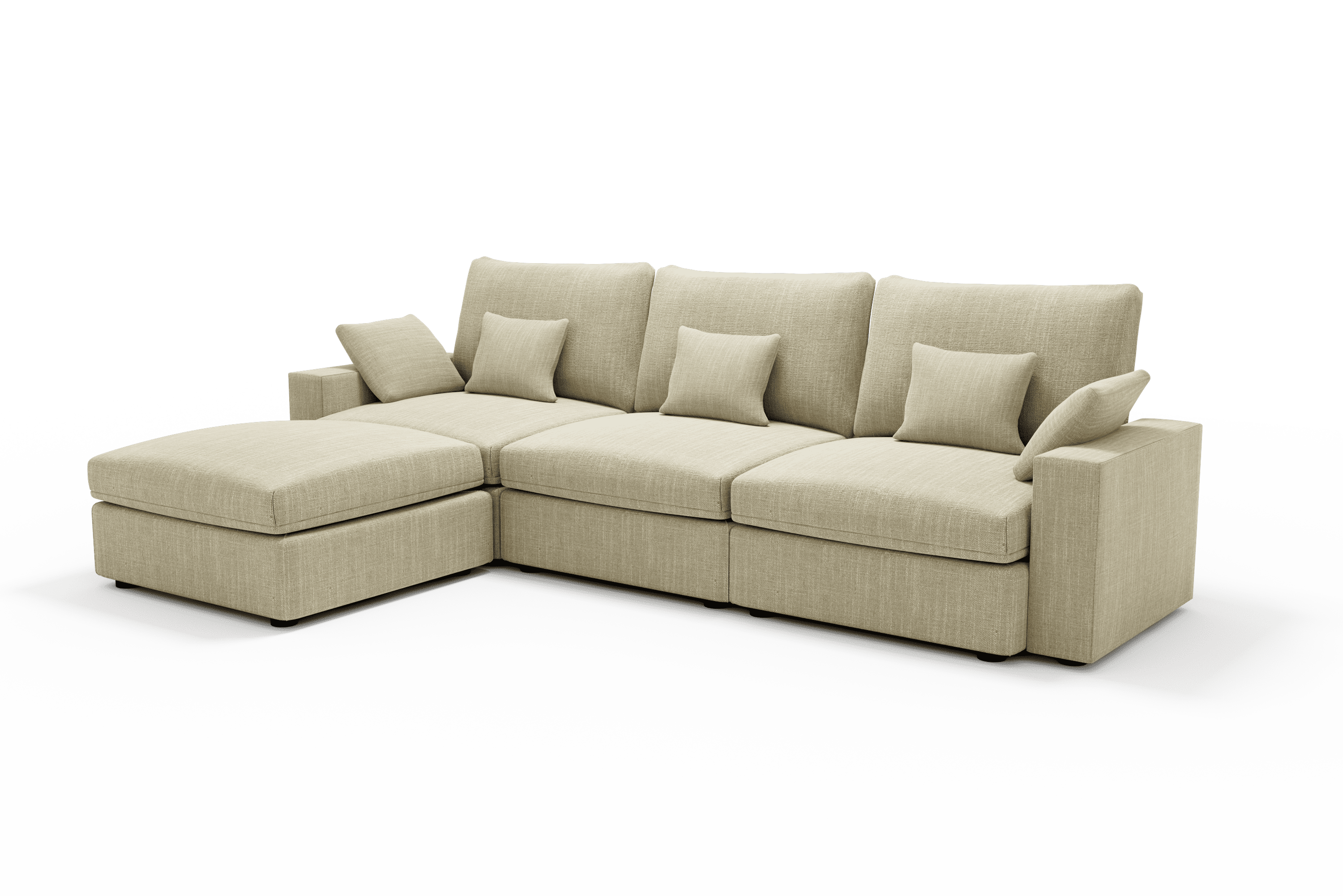 Sofá diseño 4 plazas Chaise Longue cómodo Color Lino Arena