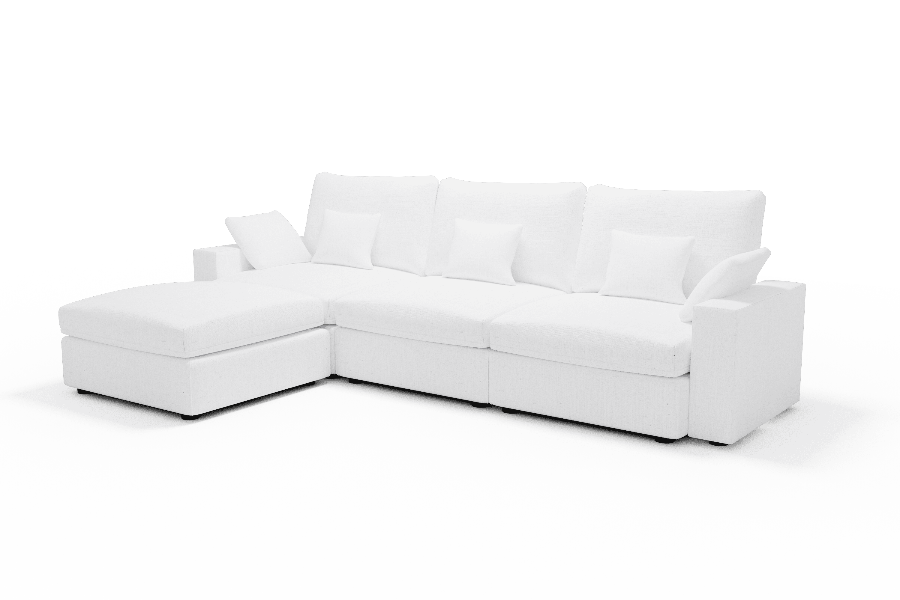 Sofá diseño 4 plazas Chaise Longue cómodo Color Lino Blanco