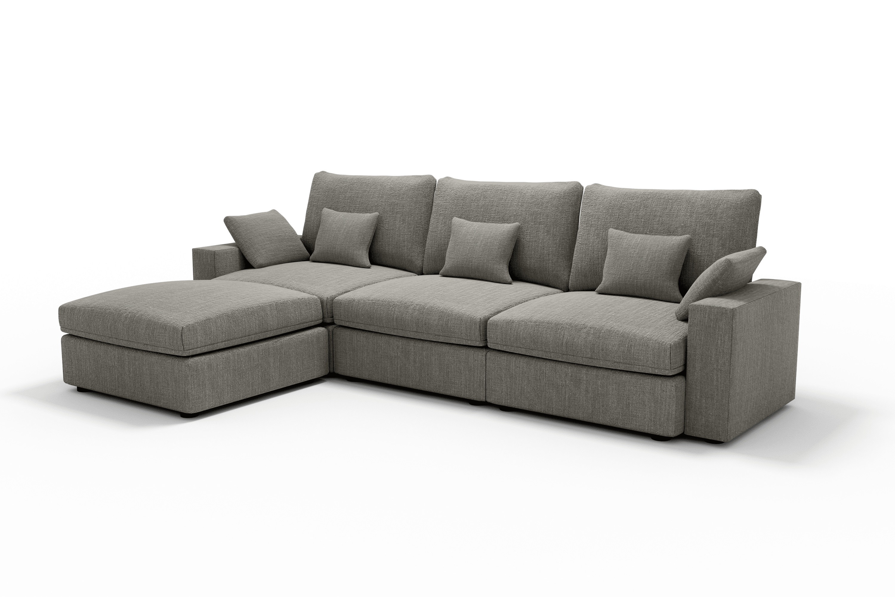 Sofá diseño 4 plazas Chaise Longue cómodo Color Lino Marengo