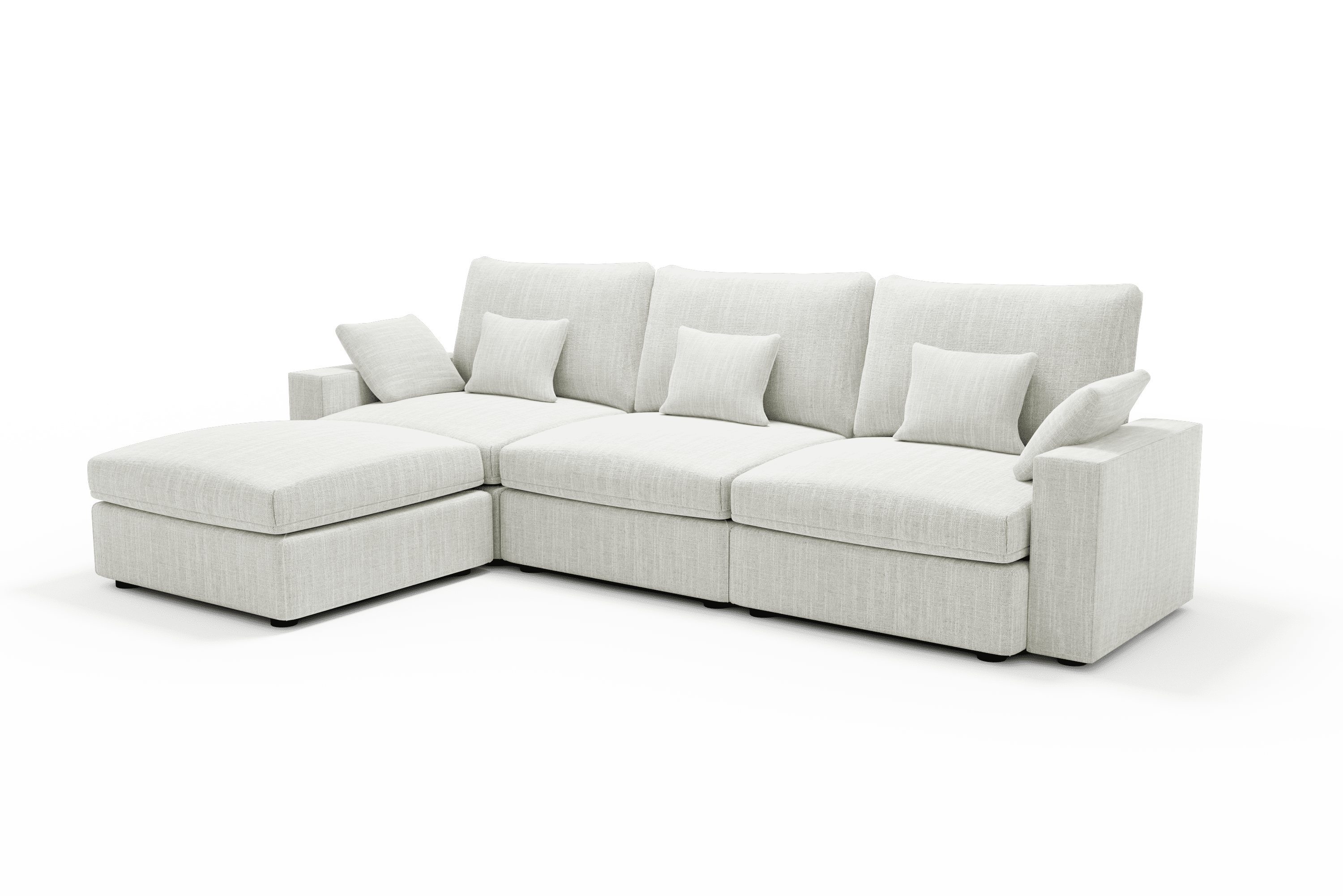 Sofá diseño 4 plazas Chaise Longue cómodo Color Lino Perla