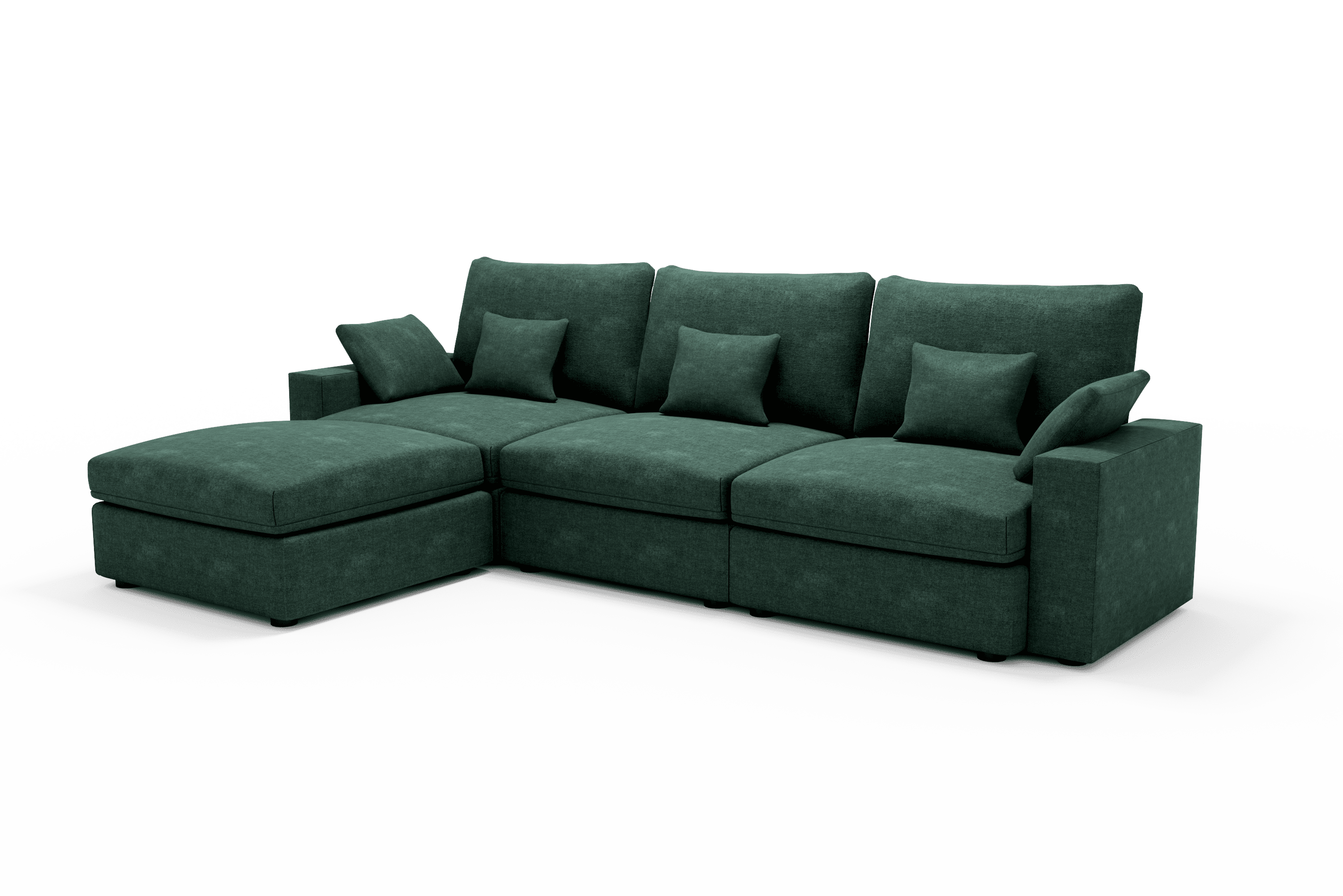 Sofá diseño 4 plazas Chaise Longue cómodo Color Verde Oliva