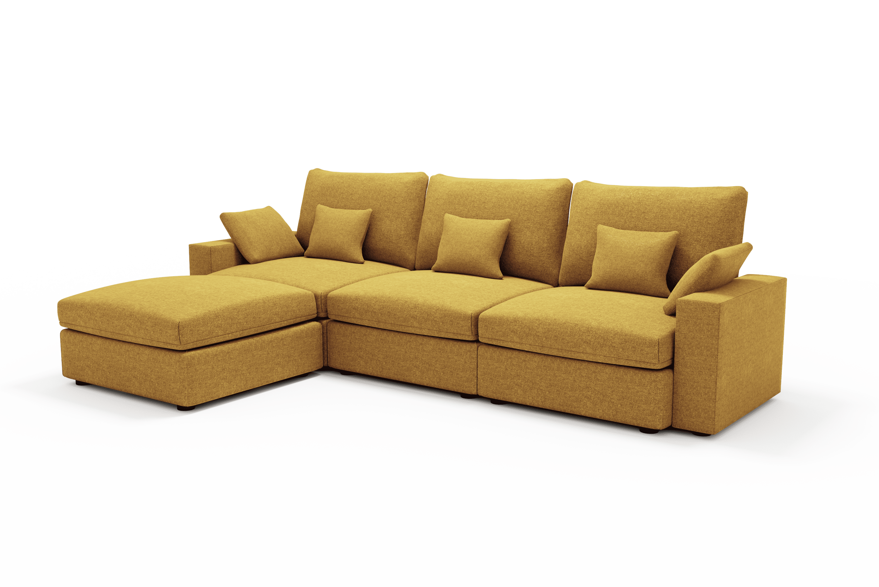 Sofá diseño 4 plazas Chaise Longue cómodo Color Mostaza