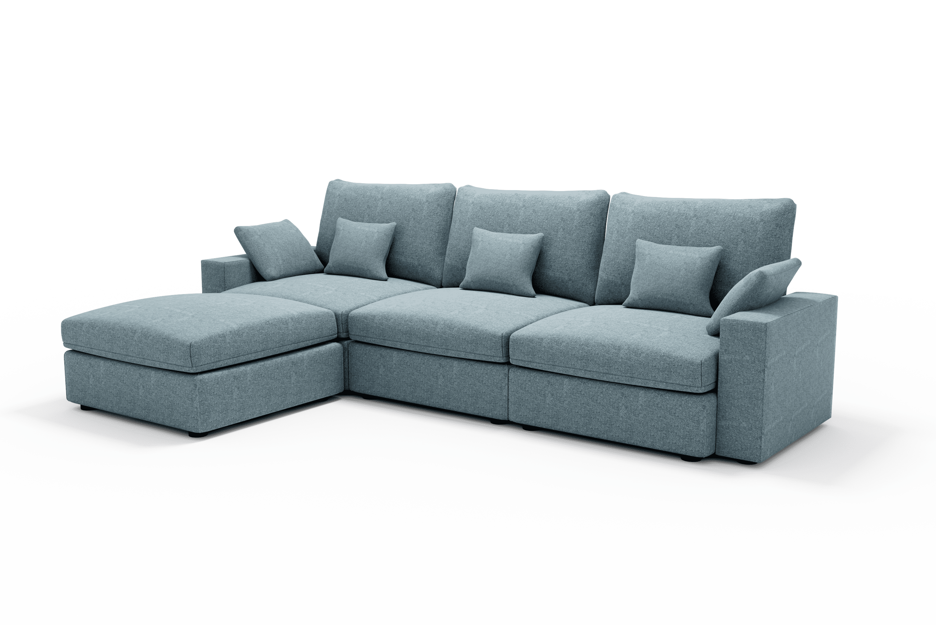 Sofá diseño 4 plazas Chaise Longue cómodo Color Azul Jeans