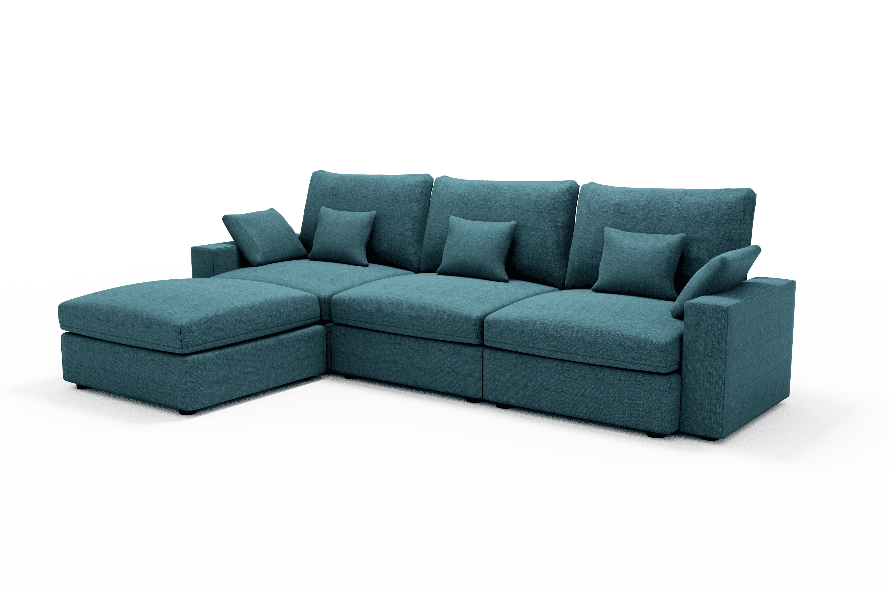 Sofá diseño 4 plazas Chaise Longue cómodo Color Azul