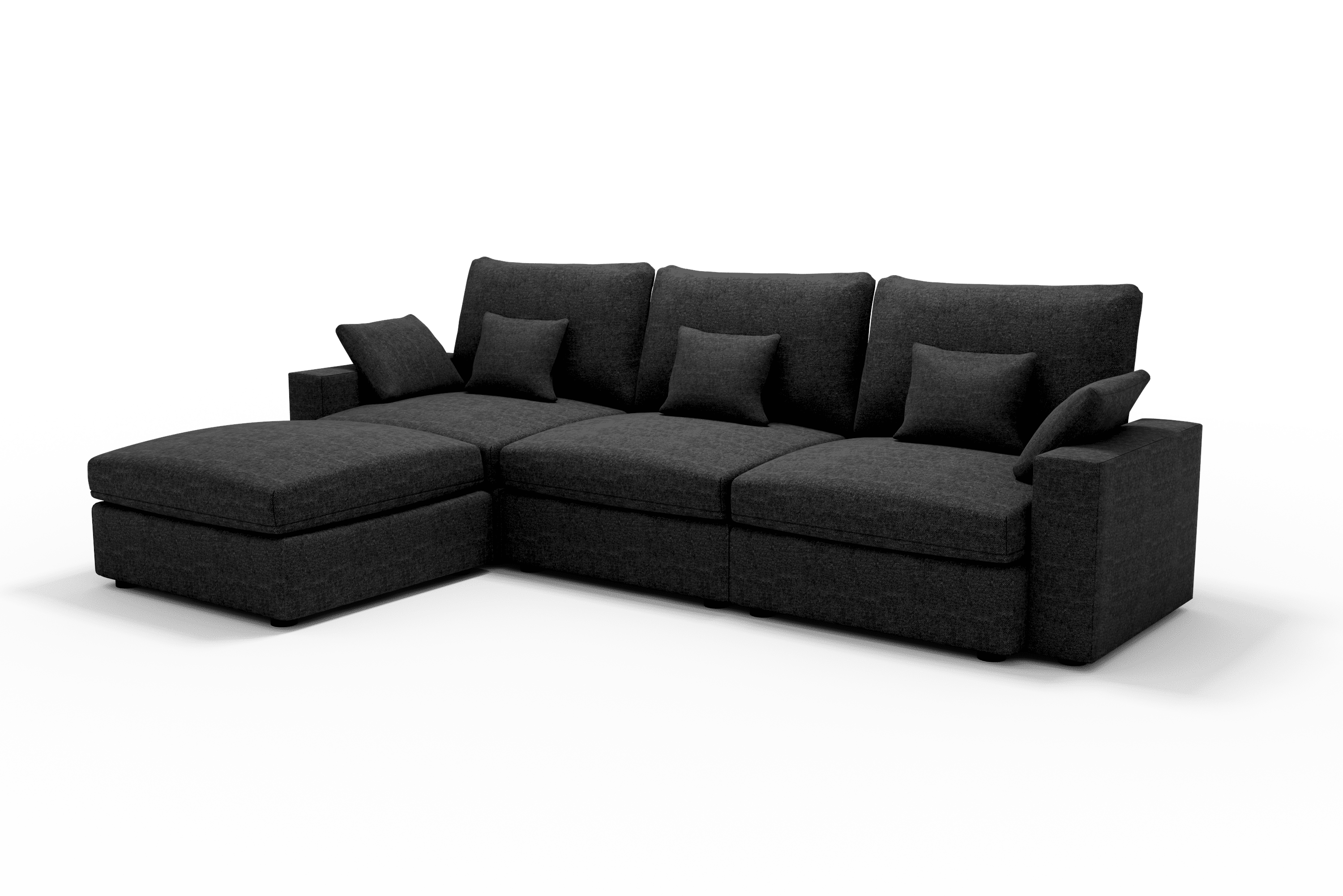 Sofá diseño 4 plazas Chaise Longue cómodo Color Gris Oscuro