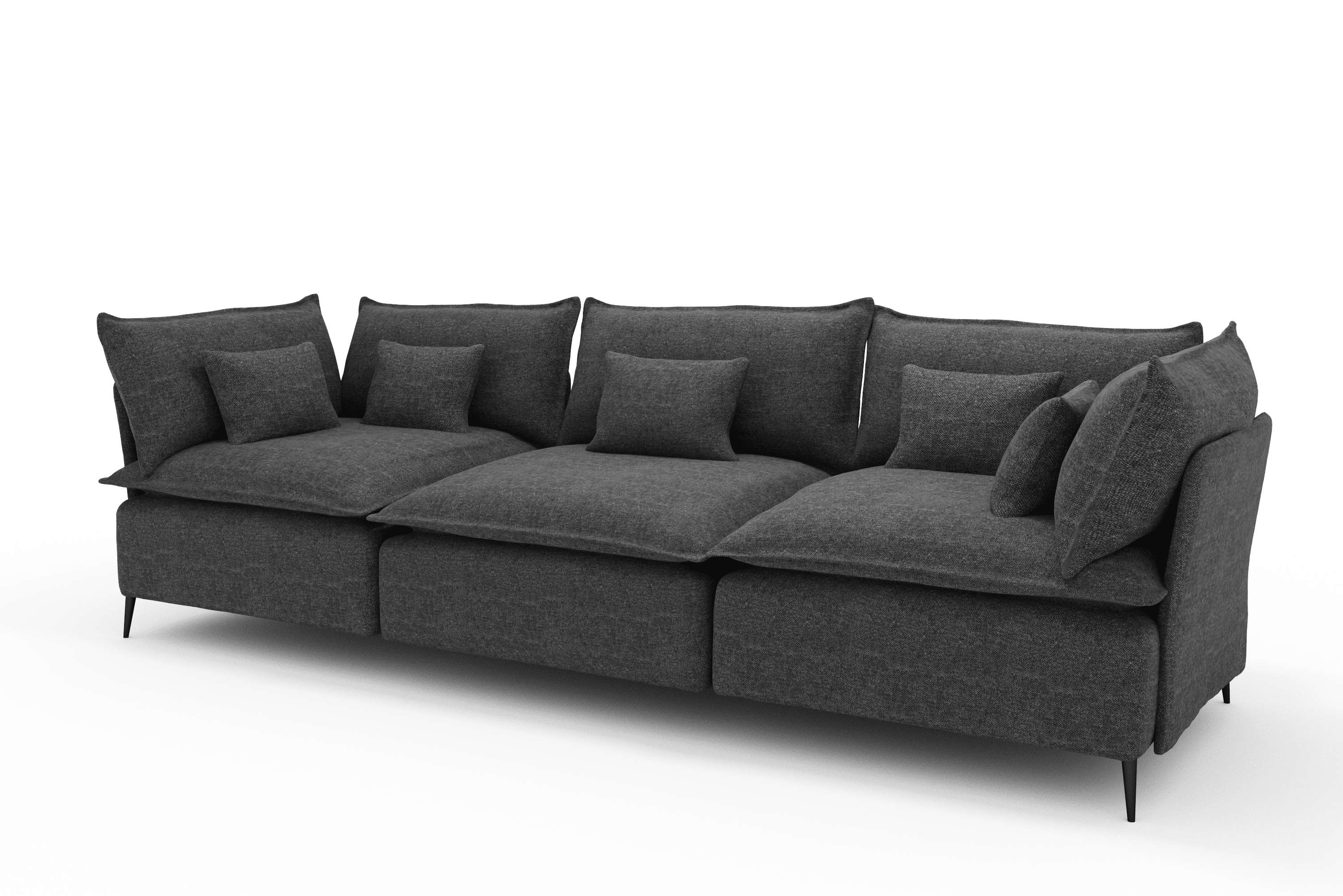 Sofá 3 Metros Moderno Color Gris Oscuro