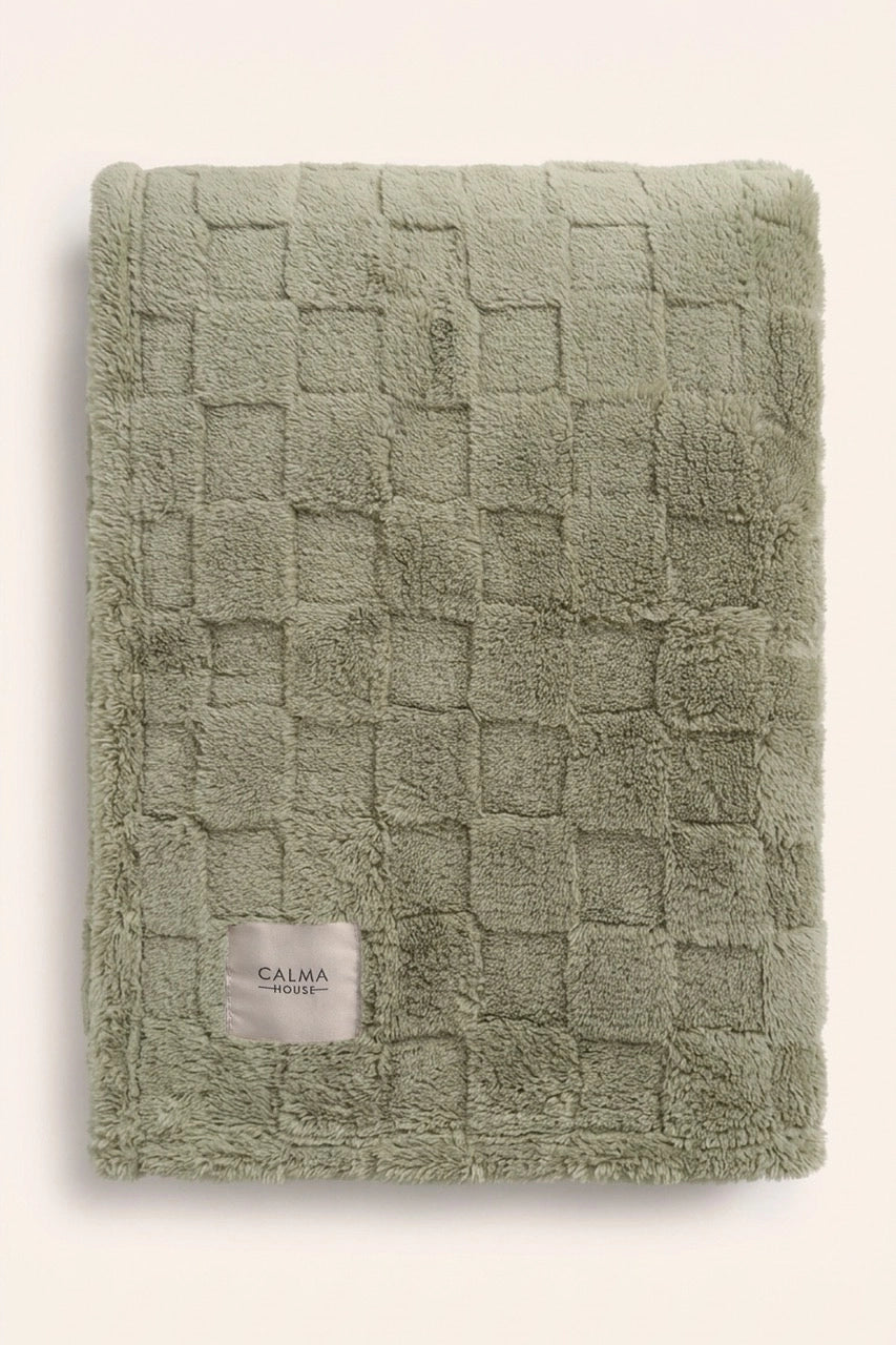 Manta de sofá damero verde