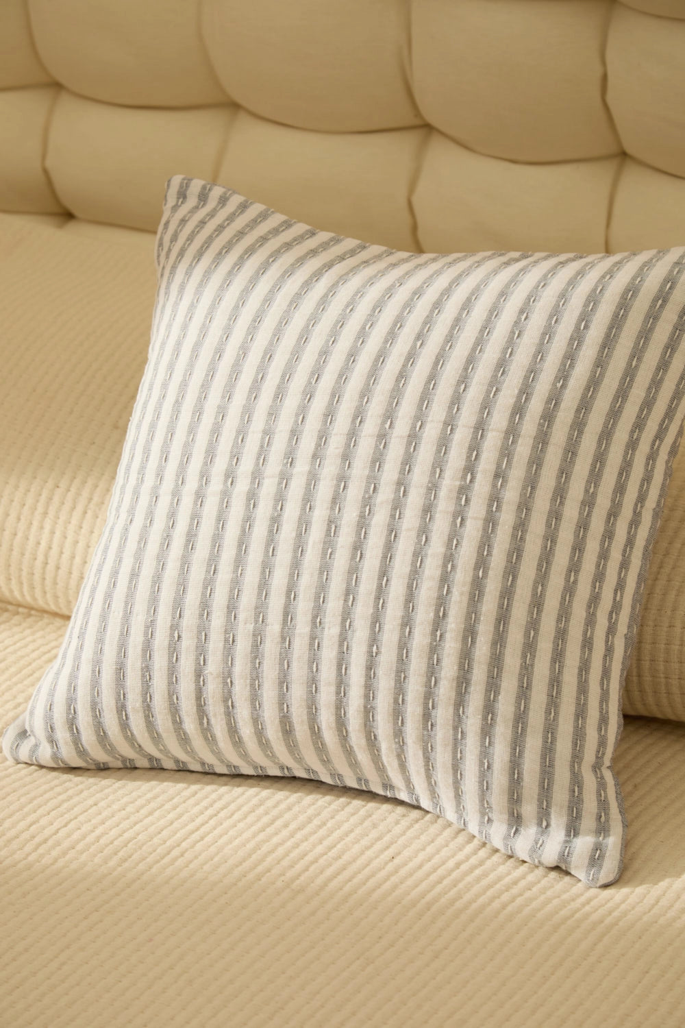 Funda cojín 45x45 de algodón acolchado Azul
