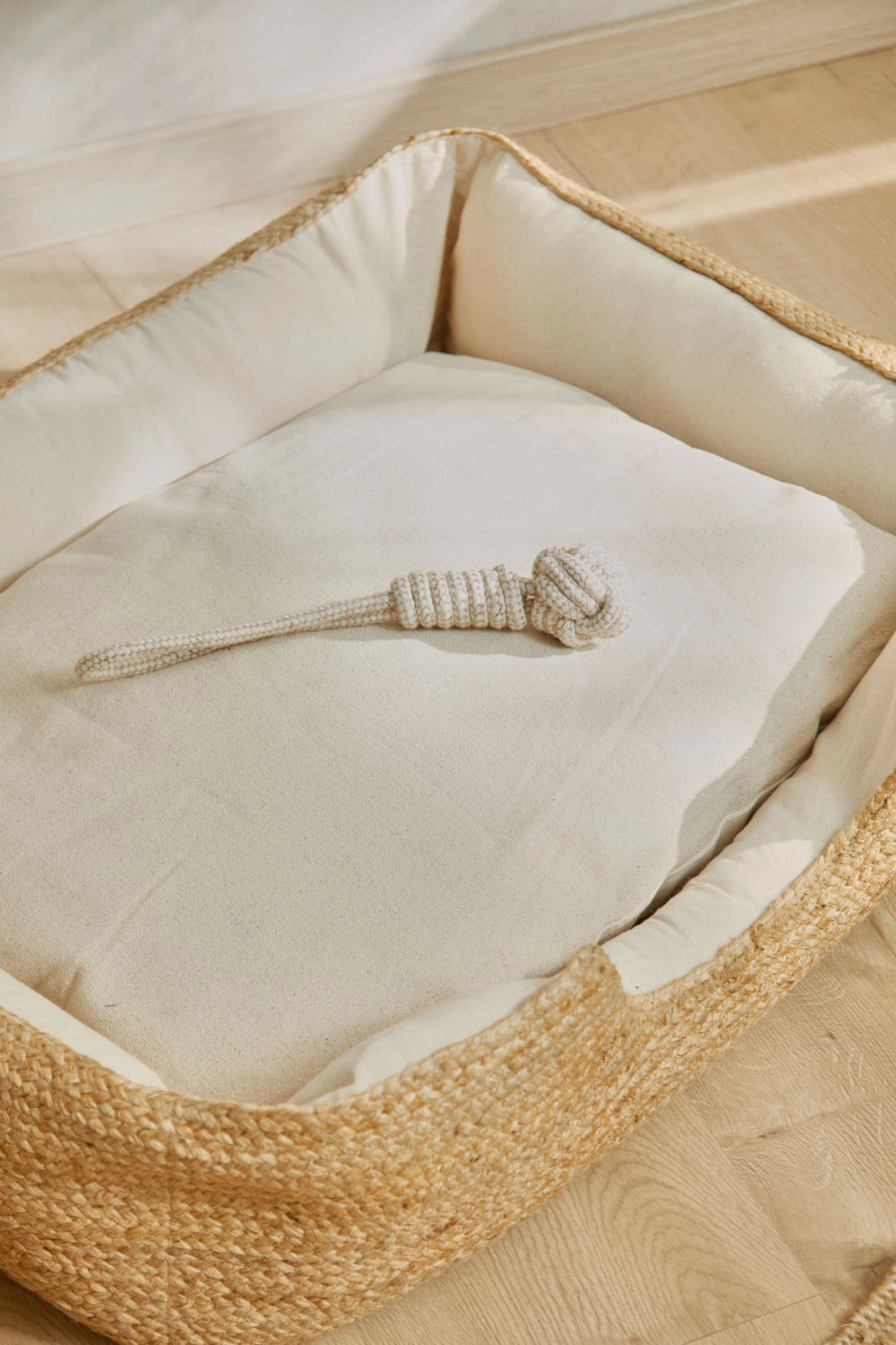 Cama para perros grandes y pequeños de yute y algodón canvas