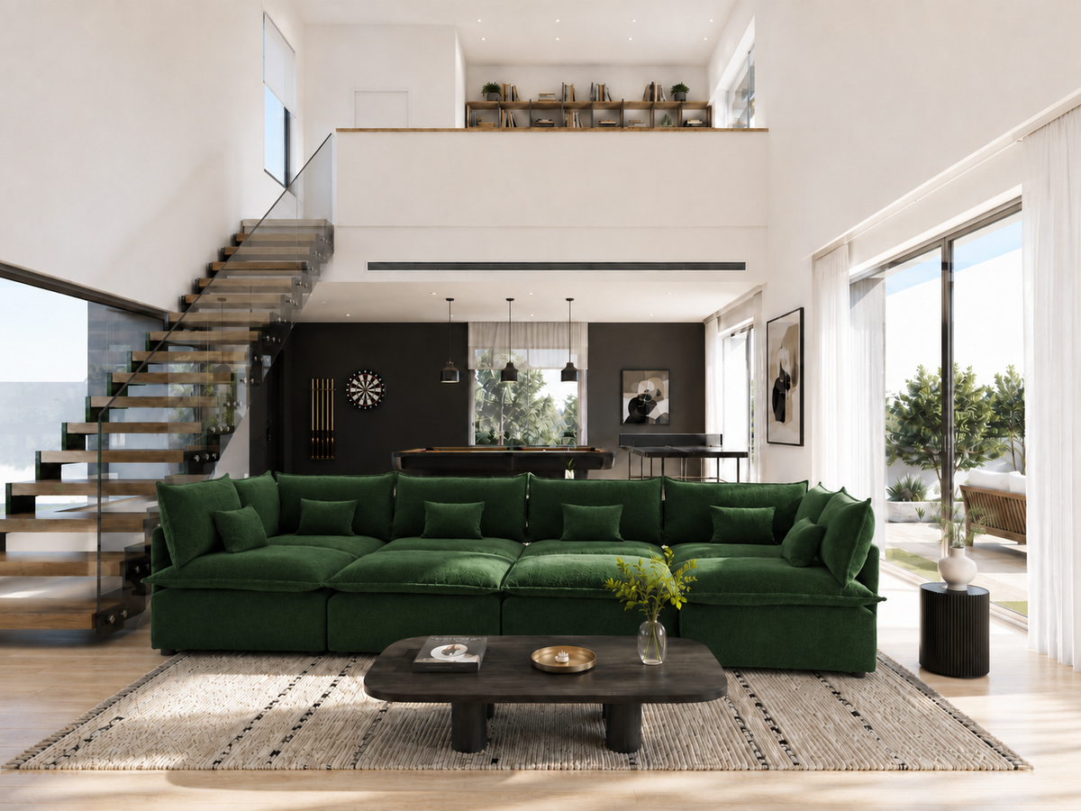 Sofá XXL VERDE TERCIOPELO