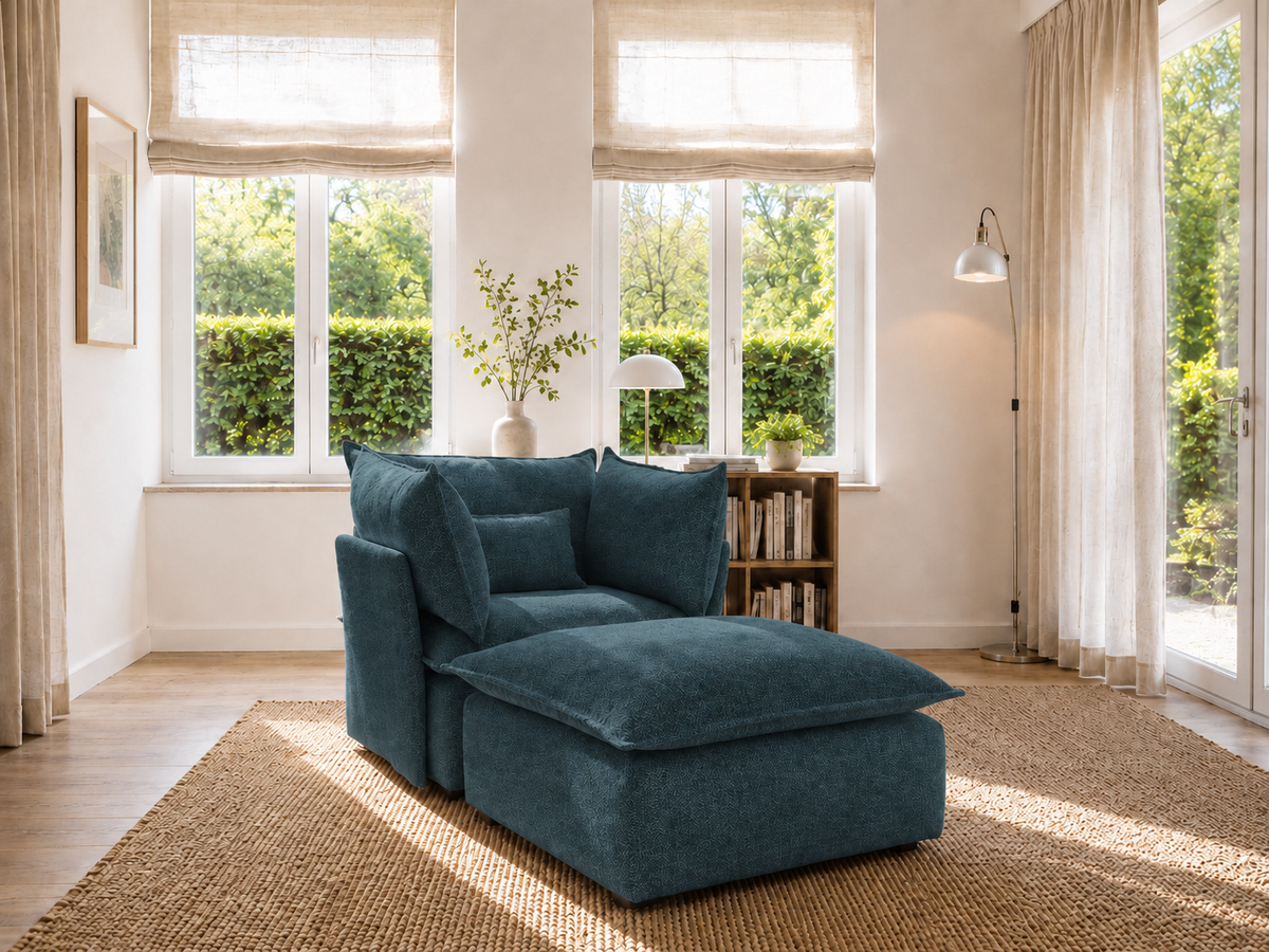SILLON ÚNICO CHAISE LONGUE AZUL EASYCLEAN