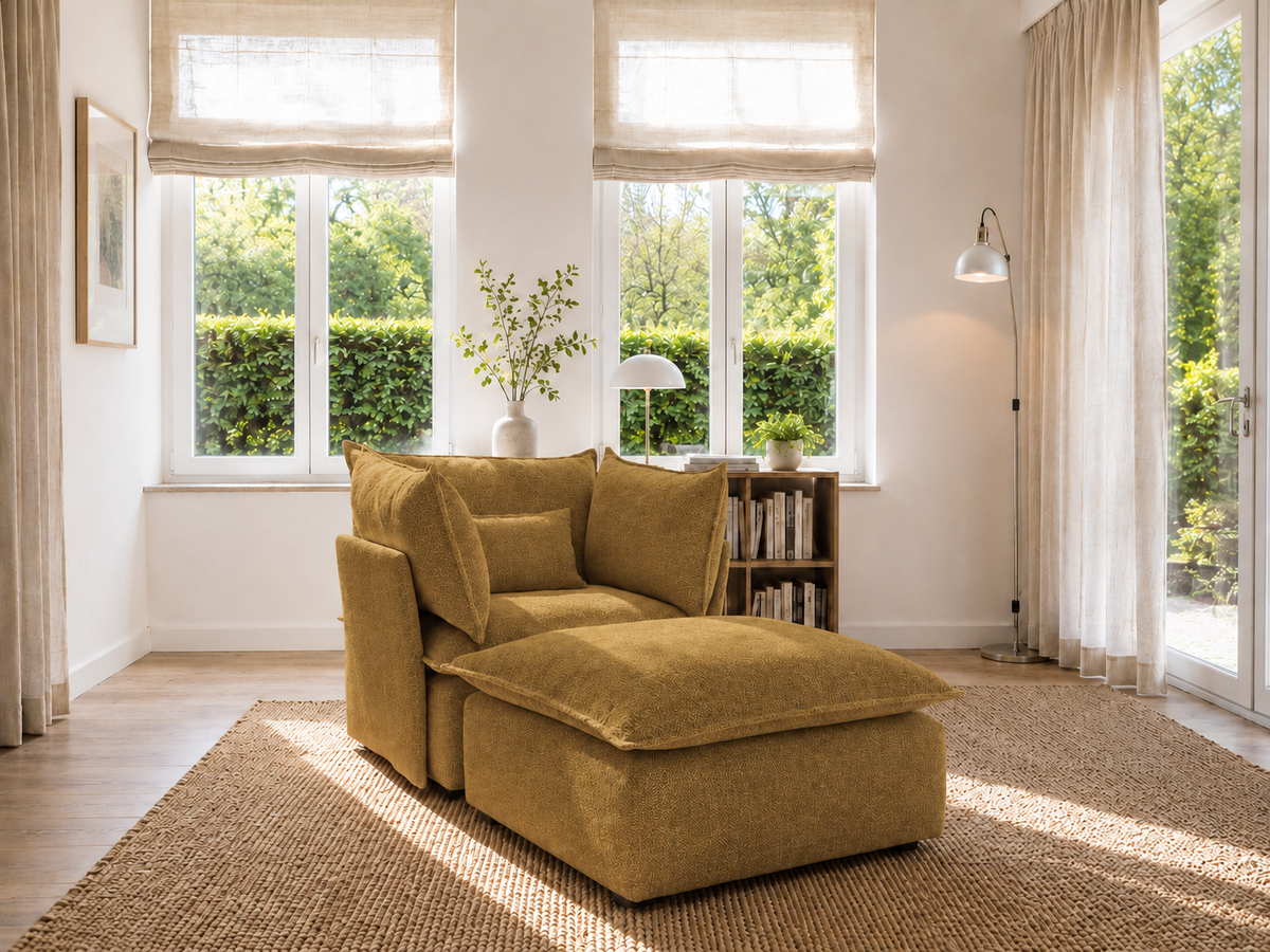 SILLON ÚNICO CHAISE LONGUE MOSTAZA EASYCLEAN