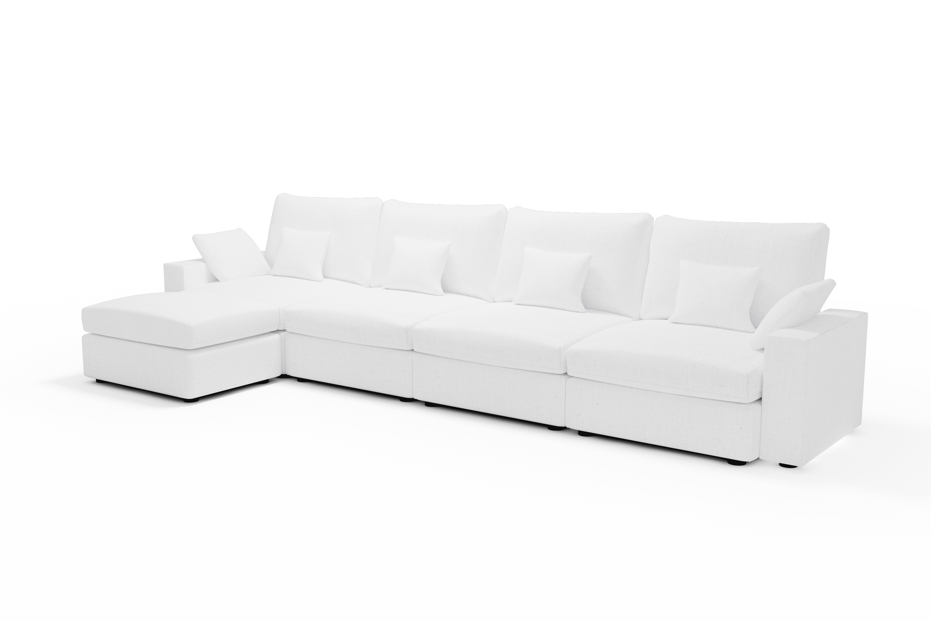 Sofá 4 metros 6 plazas chaie longue color lino blanco