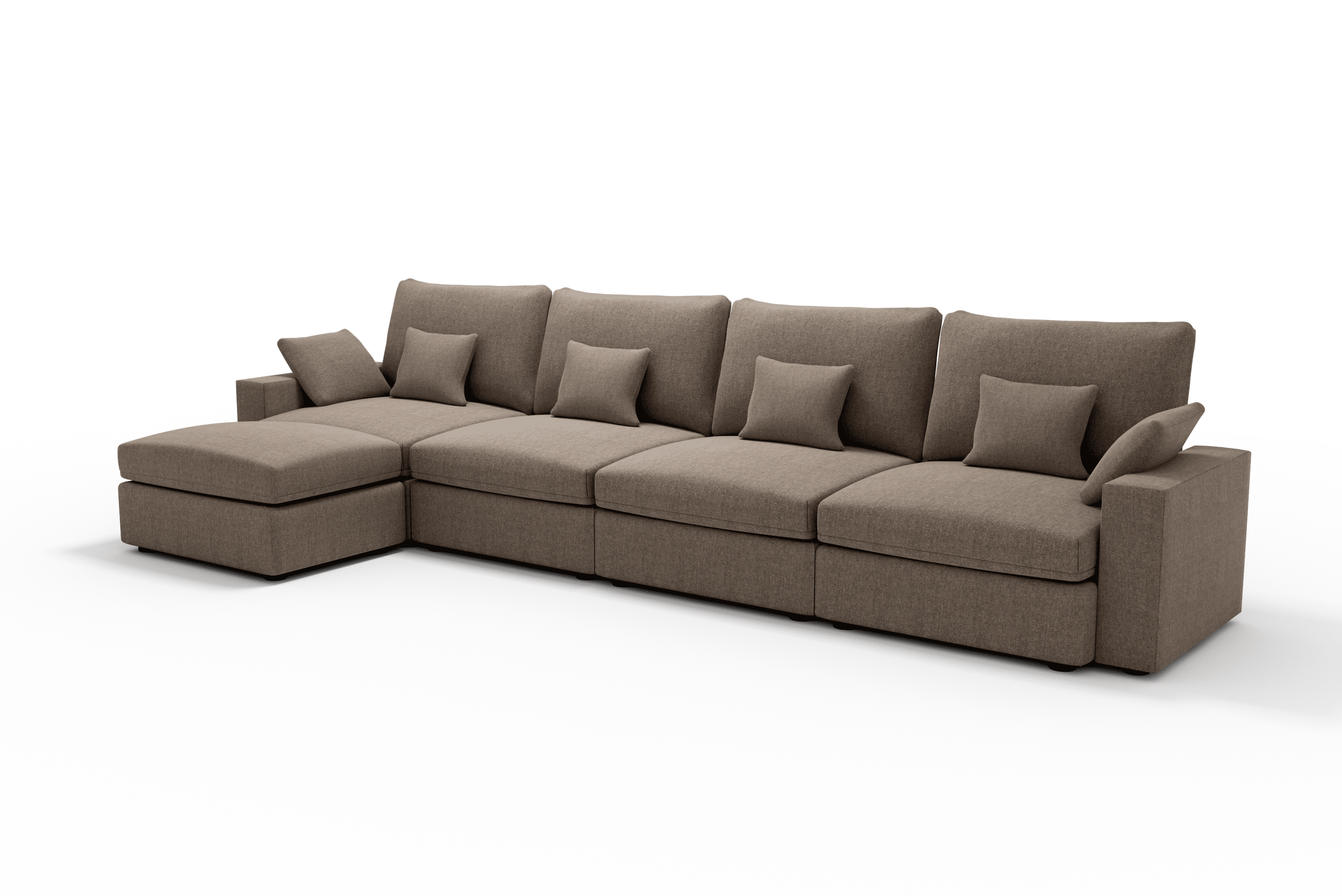 Sofá 4 metros 6 plazas chaie longue color taupe
