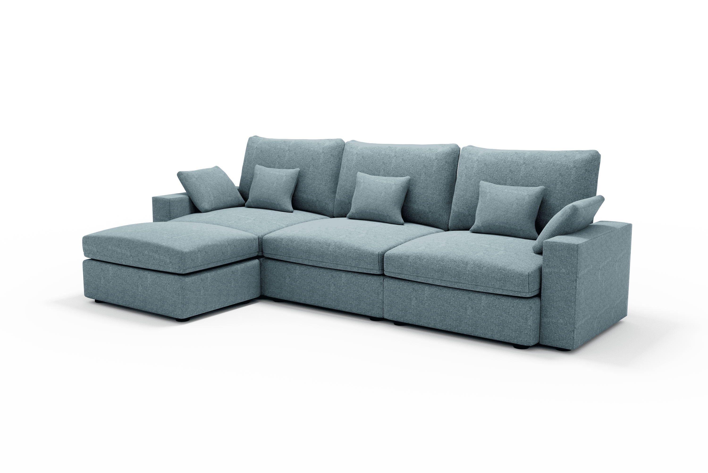 Sofá de diseño 3 metros Chaise Longue 70 Color Azul Jeans
