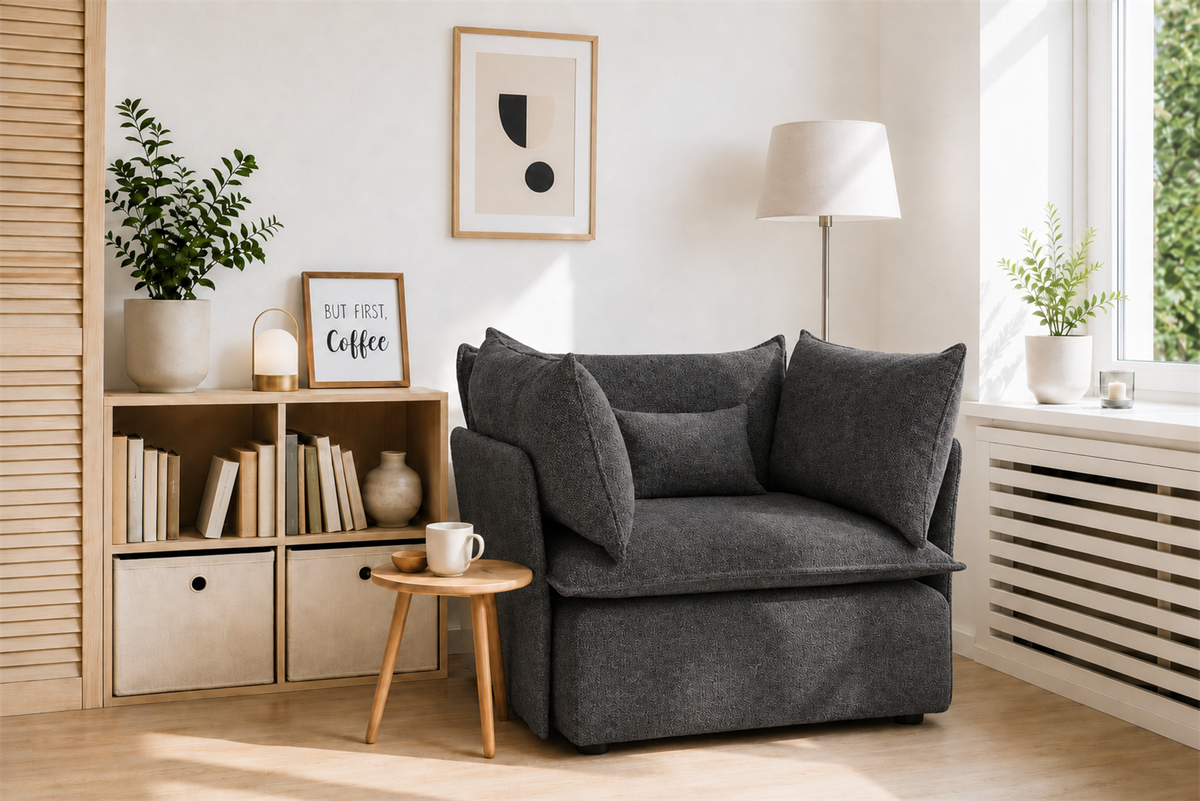 SILLÓN ÚNICO GRIS OSCURO EASYCLEAN 